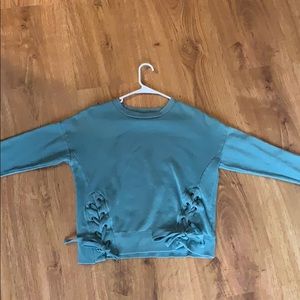 Teal/green sweater shirt w/ bows